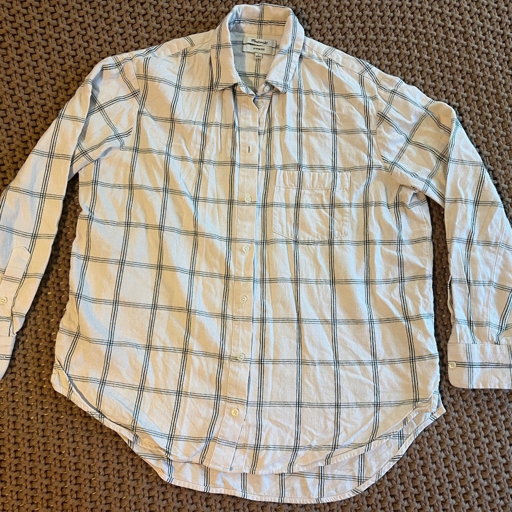 Madewell Flannel Oversized Button Down Ex-Boyfriend Shirt in Windowpane S